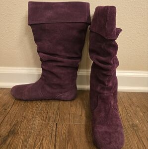 STEVEN MADDEN purple suede Y2K Flat Boots